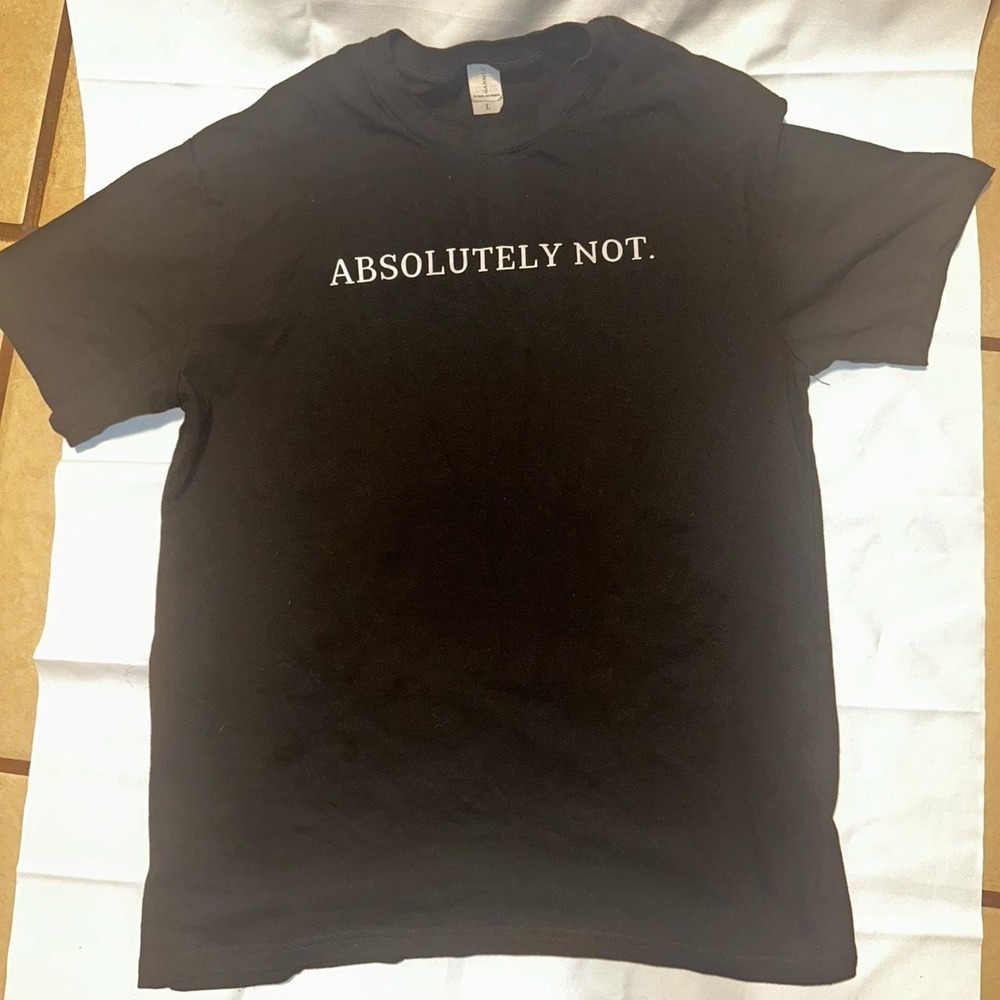 GANMIA Absolutely Not Graphic T-Shirt Black Cotton Minimalist Tee Womens Large